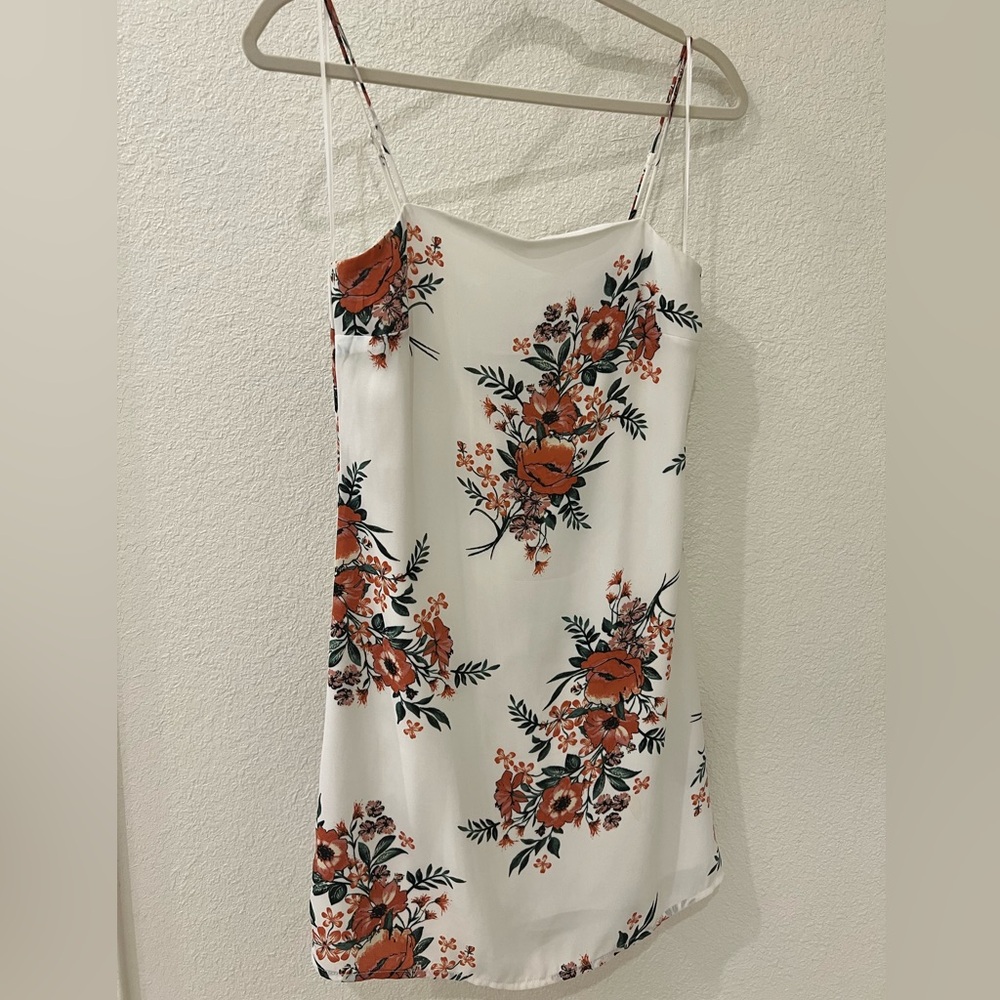 Trixxi Cream Floral Slip Dress Spaghetti Strap Mini
